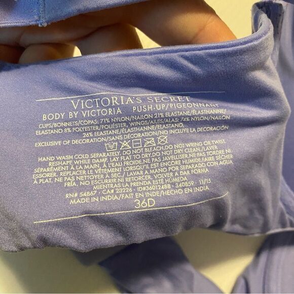 Victoria's Secret Body by Victoria Sexy blue lac Padded Push Up Bra Size 36D - Picture 4 of 5